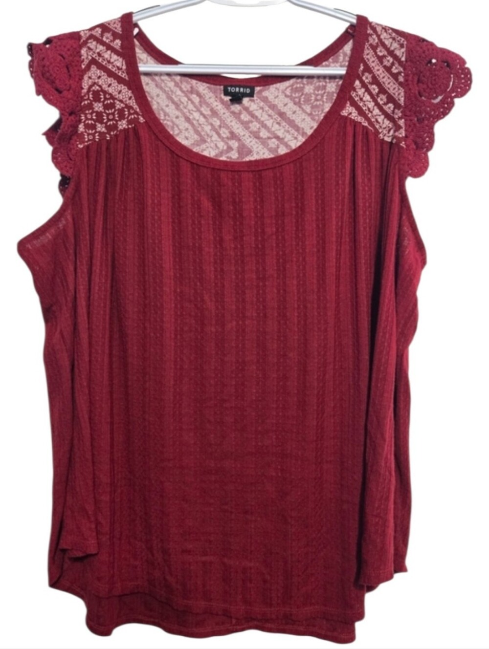 Torrid Women's Burgundy Crochet Sleeve Tank Top